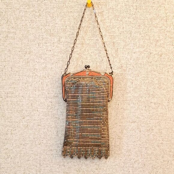 Whiting & Davis Handbags - Whiting and Davis Mesh vintage evening bag purse flapper style